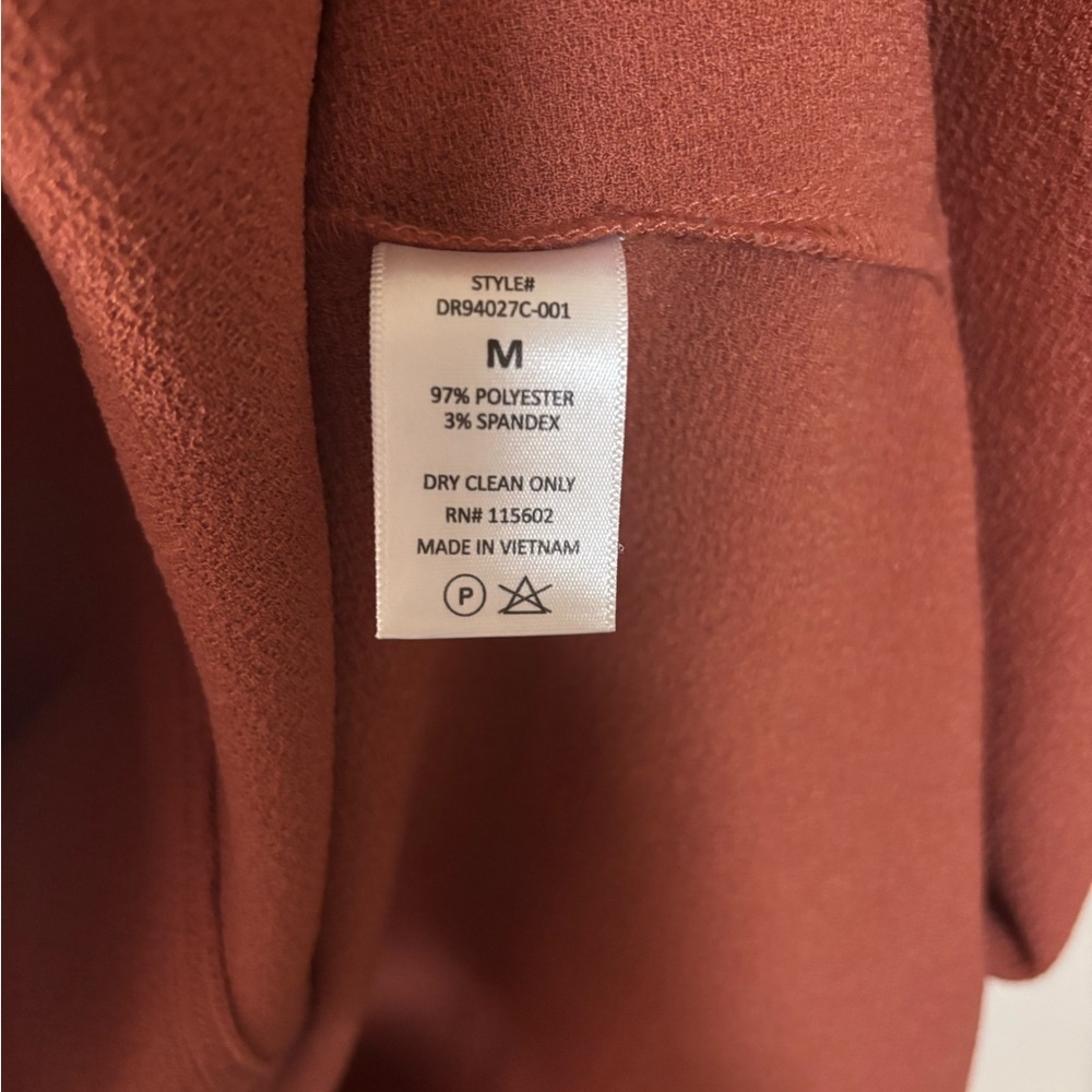 LUSH Rust Brown Short Sleeve Shift Dress | V-Neck | Size M autumn every day tim - Picture 6 of 8